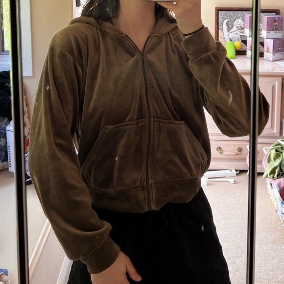 H&M Cropped Brown Zip-up Size M - Picture 1 of 4